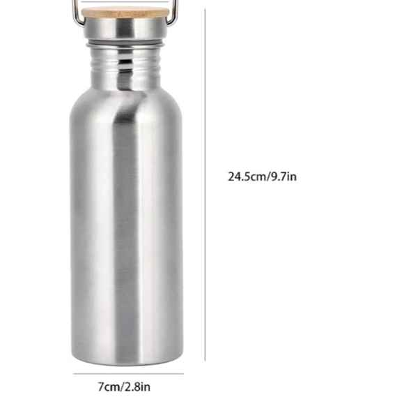 STAINLESS STEEL vacuum water bottle with bamboo lid and handle - Picture 9 of 9